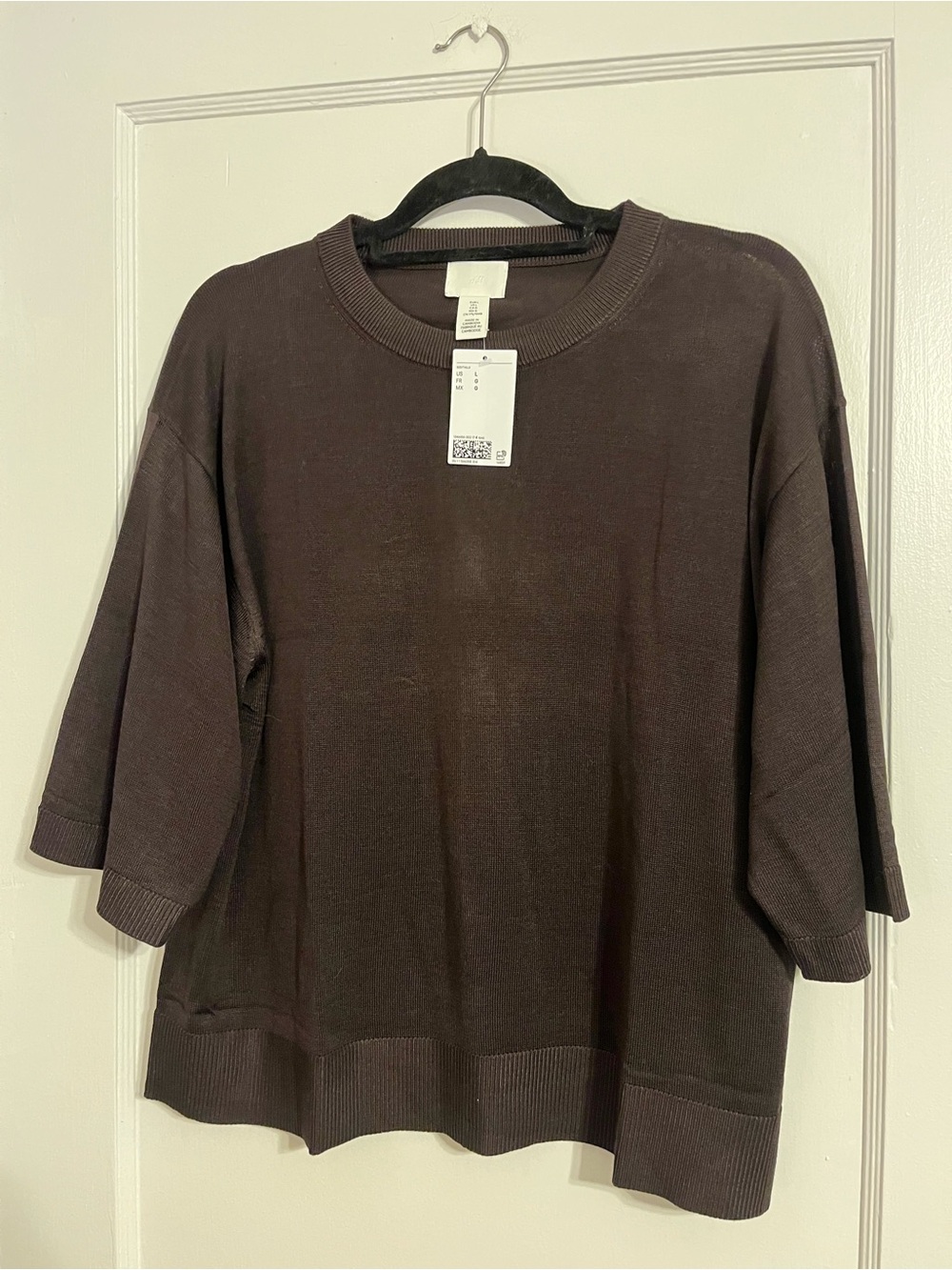 H&M Brown Short-Sleeve Crewneck Sweater
